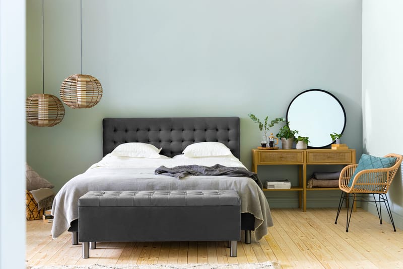 Ella Sängkista 140cm Rutig - Mörkgrå - Möbler - Säng - Sängtillbehör & sänggavel - Sängförvaring