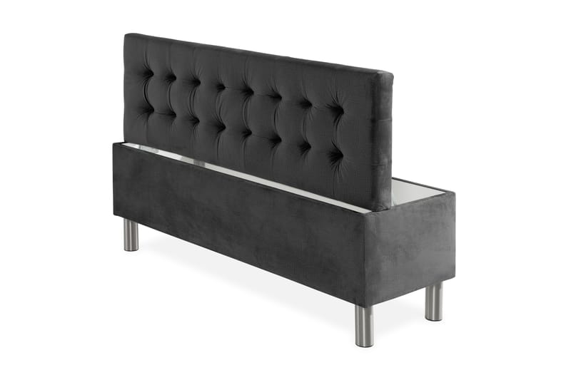 Ella Sängkista 140cm Rutig - Mörkgrå - Möbler - Säng - Sängtillbehör & sänggavel - Sängförvaring