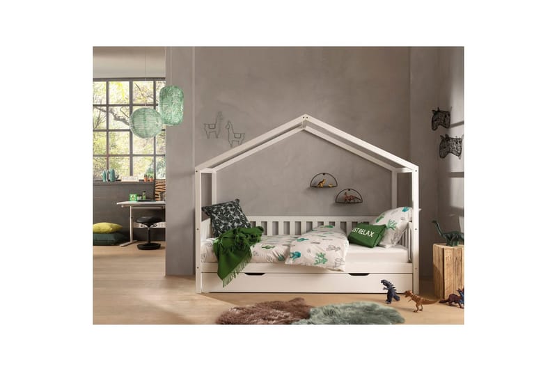 Hussäng med låda Dallas 90x200 cm Vit, Med staket - Vit, Med staket - Möbler - Säng - Sängtillbehör & sänggavel - Sängförvaring