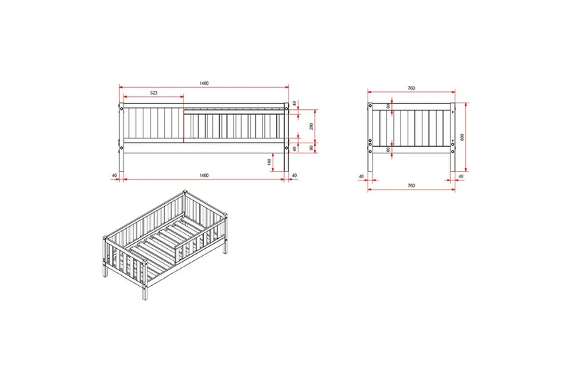 Juniorsäng med låda Peuterbed Grå - Grå - Möbler - Säng - Sängtillbehör & sänggavel - Sängförvaring