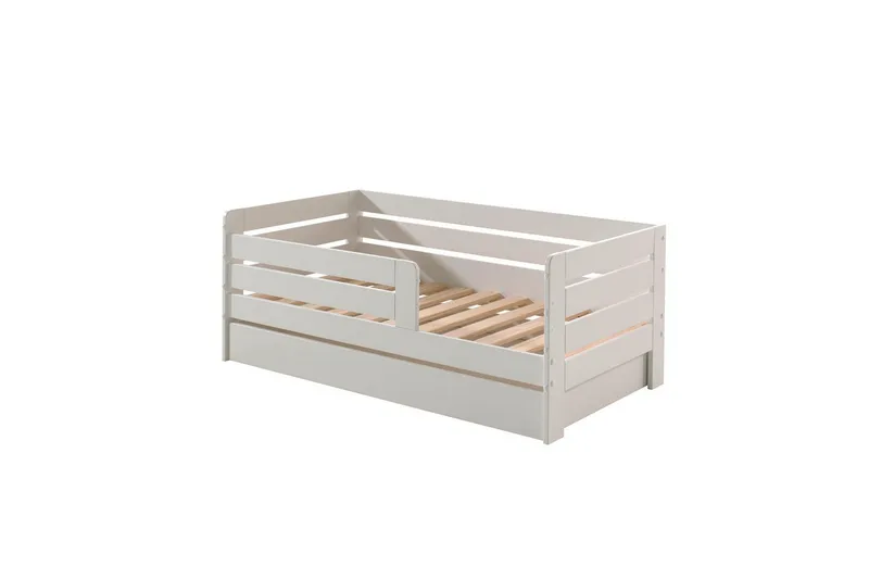 Juniorsäng med skyddsräcken och låda Peuterbed Vit - Vit - Möbler - Säng - Sängtillbehör & sänggavel - Sängförvaring