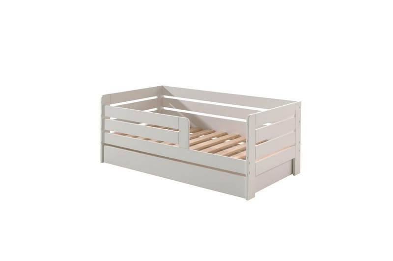 Juniorsäng med skyddsräcken och låda Peuterbed Vit, Vit