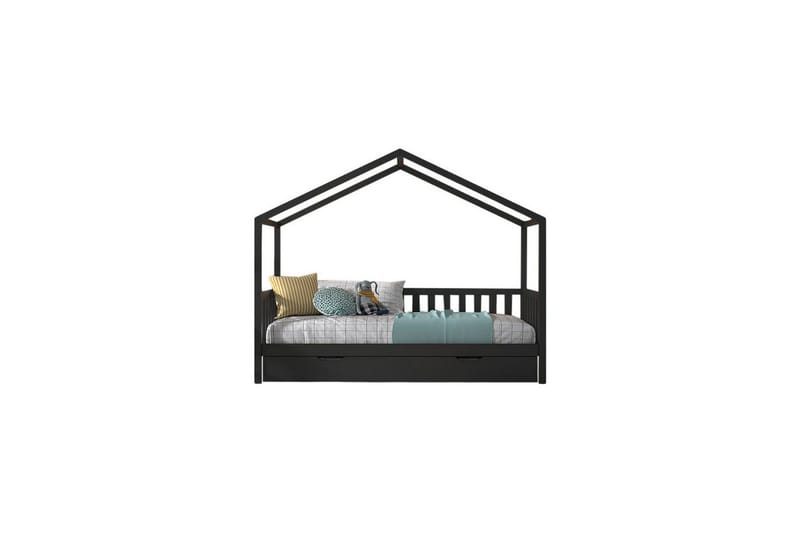 Säng med låda och staket Dallas 90x200 cm Antracit - Antracit - Möbler - Säng - Sängtillbehör & sänggavel - Sängförvaring