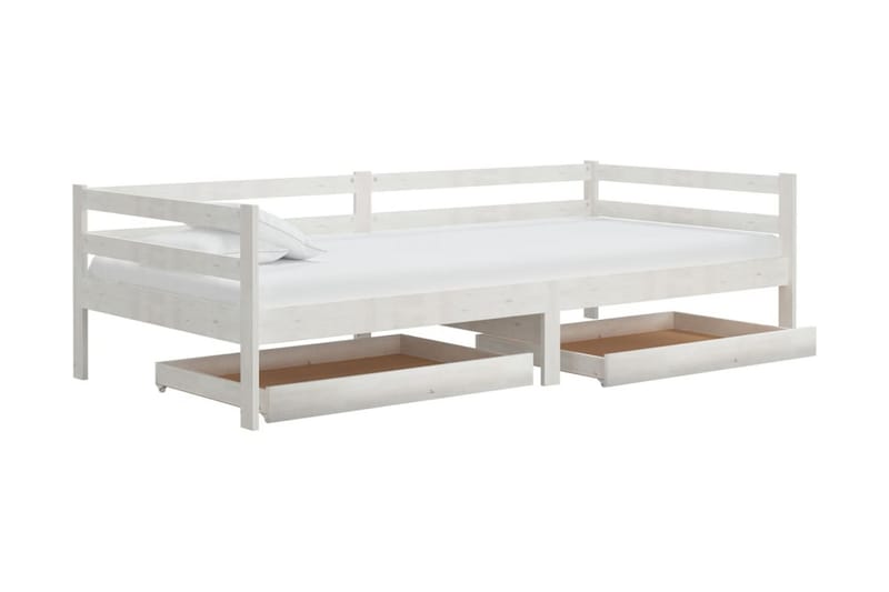 Sänglådor 2 st vit massiv furu - Vit - Sänglåda - Sängförvaring