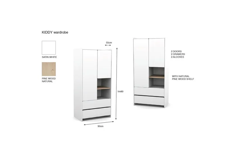 Spjälsäng med Byrå Bytesskiva garderob Bokhylla Kiddy 2-dörrar - 2-dörrar - Möbler - Säng - Sängtillbehör & sänggavel - Sängförvaring