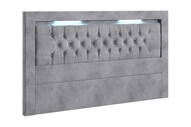 Arona Sänggavel 160 cm med Belysning Sammet, Grå