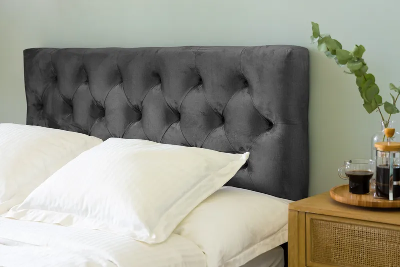 Ella Sänggavel 120 cm Djuphäftad - Mellangrå/Sammet - Möbler - Säng - Sängtillbehör & sänggavel - Sänggavlar & huvudgavlar