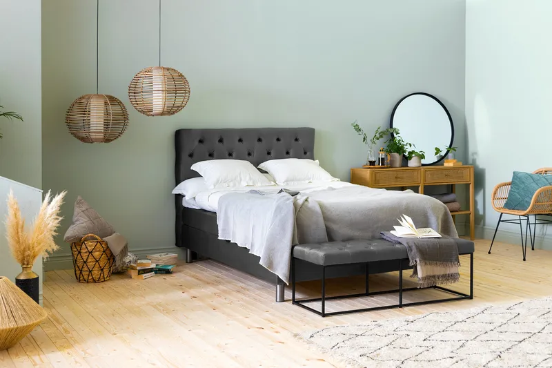 Ella Sänggavel 120 cm Djuphäftad - Mellangrå/Sammet - Möbler - Säng - Sängtillbehör & sänggavel - Sänggavlar & huvudgavlar