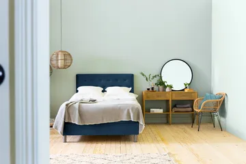 Ella Sänggavel 120 cm Knappar - Blå/Sammet - Möbler - Säng - Sängtillbehör & sänggavel - Sänggavlar & huvudgavlar