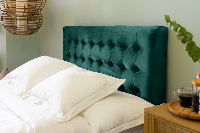 Ella Sänggavel 120 cm Rutig - Grön/Sammet - Möbler - Säng - Sängtillbehör & sänggavel - Sänggavlar & huvudgavlar