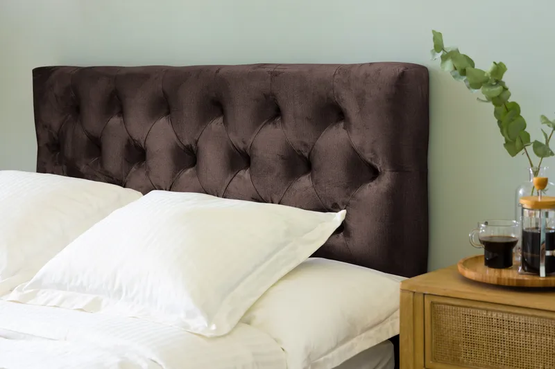Ella Sänggavel 140 cm Djuphäftad - Brun/Sammet - Möbler - Säng - Sängtillbehör & sänggavel - Sänggavlar & huvudgavlar