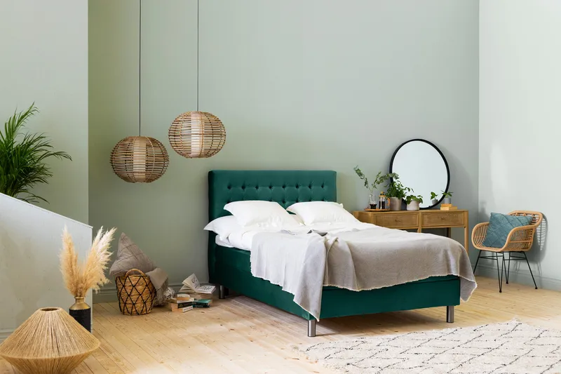 Ella Sänggavel 140 cm Rutig - Grön/Sammet - Möbler - Säng - Sängtillbehör & sänggavel - Sänggavlar & huvudgavlar