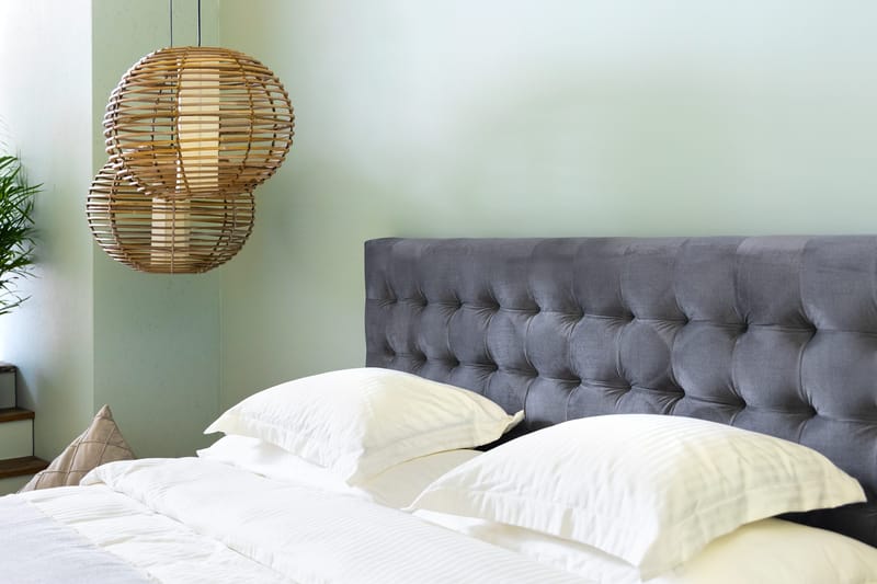 Ella Sänggavel 160 cm Rutig - Grå/Sammet - Möbler - Säng - Sängtillbehör & sänggavel - Sänggavlar & huvudgavlar