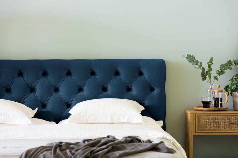 Ella Sänggavel 180 cm Djuphäftad - Blå/Sammet - Möbler - Säng - Sängtillbehör & sänggavel - Sänggavlar & huvudgavlar