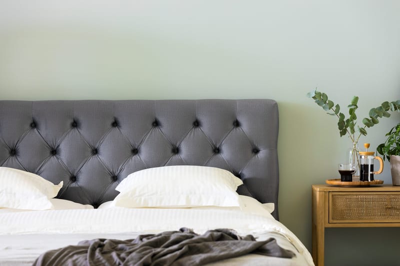 Ella Sänggavel 180 cm Djuphäftad - Grå/Sammet - Möbler - Säng - Sängtillbehör & sänggavel - Sänggavlar & huvudgavlar