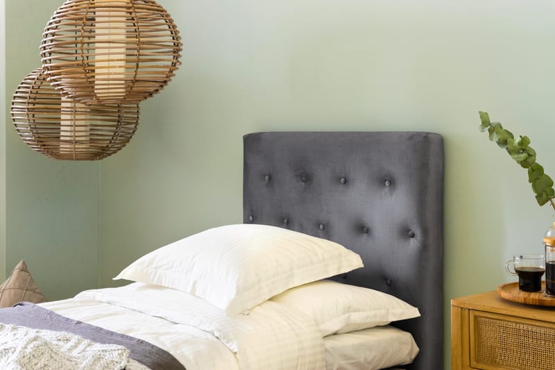 Ella Sänggavel 90 cm Knappar - Grå/Sammet - Möbler - Säng - Sängtillbehör & sänggavel - Sänggavlar & huvudgavlar
