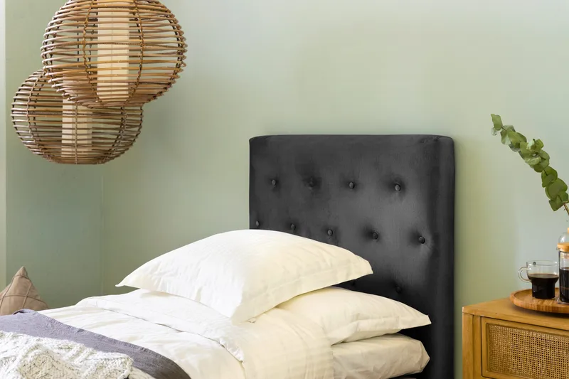 Ella Sänggavel 90 cm Knappar - Mellangrå/Sammet - Möbler - Säng - Sängtillbehör & sänggavel - Sänggavlar & huvudgavlar