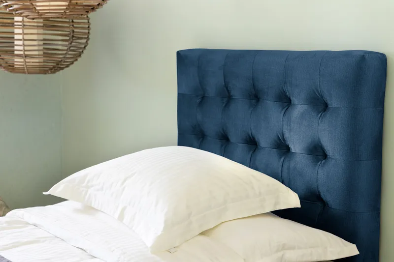 Ella Sänggavel 90 cm Rutig - Blå/Sammet - Möbler - Säng - Sängtillbehör & sänggavel - Sänggavlar & huvudgavlar