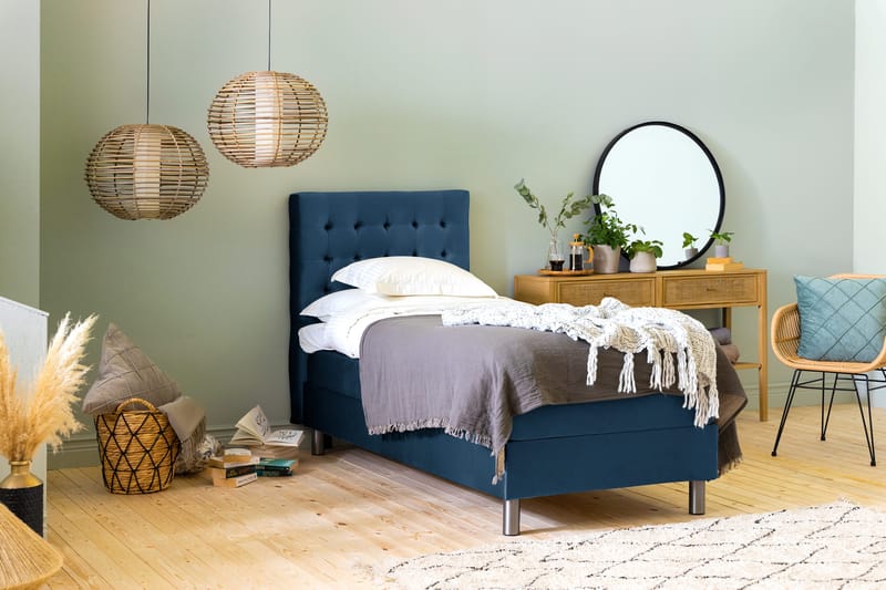Ella Sänggavel 90 cm Rutig - Blå/Sammet - Möbler - Säng - Sängtillbehör & sänggavel - Sänggavlar & huvudgavlar