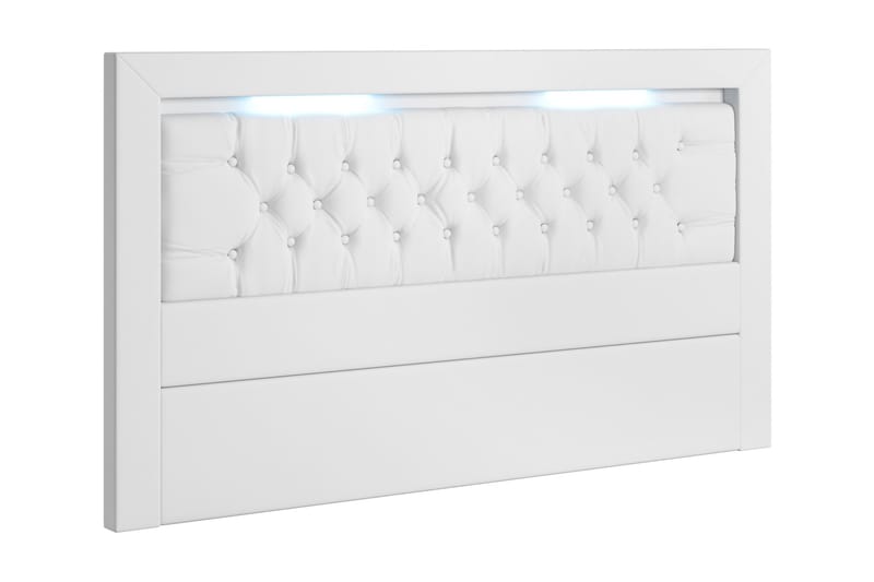 Franco Sänggavel 180 cm PU LED-belysning - Vit - Sänggavlar & huvudgavlar