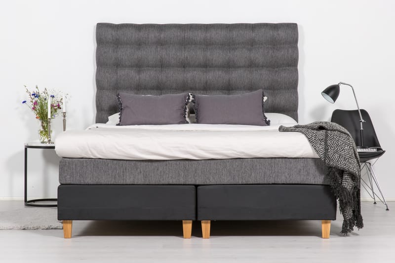 Hilton Lyx Sänggavel 180 cm Hög Rutig - Ljusgrå - Möbler - Säng - Sängtillbehör & sänggavel - Sänggavlar & huvudgavlar