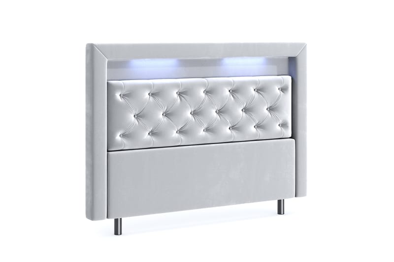 Hilton Velvet LED Gavel 140 - Ljusgrå - Möbler - Säng - Sängtillbehör & sänggavel - Sänggavlar & huvudgavlar