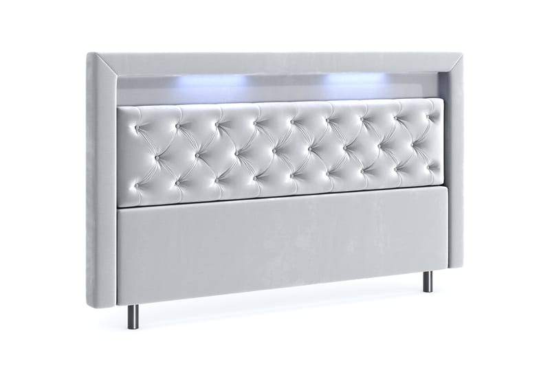 Hilton Velvet LED Gavel 200 - Ljusgrå - Möbler - Säng - Sängtillbehör & sänggavel - Sänggavlar & huvudgavlar