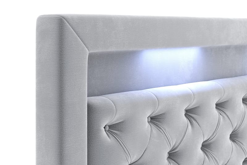 Hilton Velvet LED Gavel 200 - Ljusgrå - Möbler - Säng - Sängtillbehör & sänggavel - Sänggavlar & huvudgavlar