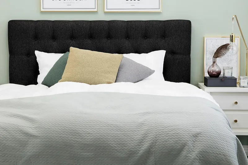 Lucky Diamant Sänggavel 160 cm - Svart/Grå - Möbler - Säng - Sängtillbehör & sänggavel - Sänggavlar & huvudgavlar