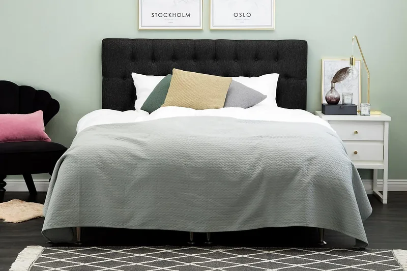 Lucky Diamant Sänggavel 160 cm - Svart/Grå - Möbler - Säng - Sängtillbehör & sänggavel - Sänggavlar & huvudgavlar