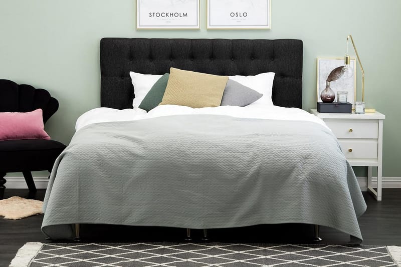 Lucky Diamant Sänggavel 160 cm - Svart/Grå - Möbler - Säng - Sängtillbehör & sänggavel - Sänggavlar & huvudgavlar