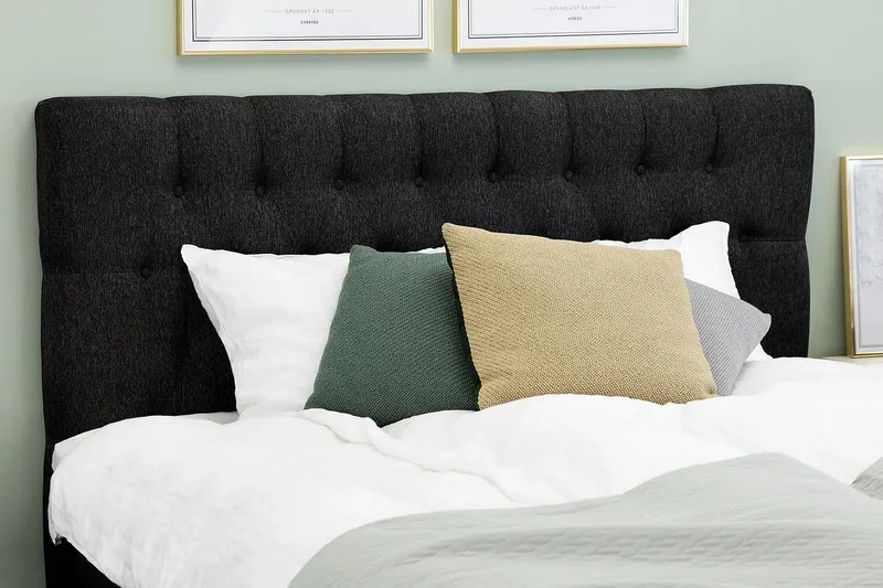 Lucky Diamant Sänggavel 160 cm - Svart/Grå - Möbler - Säng - Sängtillbehör & sänggavel - Sänggavlar & huvudgavlar