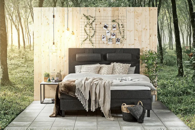 Lucky Sänggavel Slät 180 cm - Svart/Grå - Möbler - Säng - Sängtillbehör & sänggavel - Sänggavlar & huvudgavlar