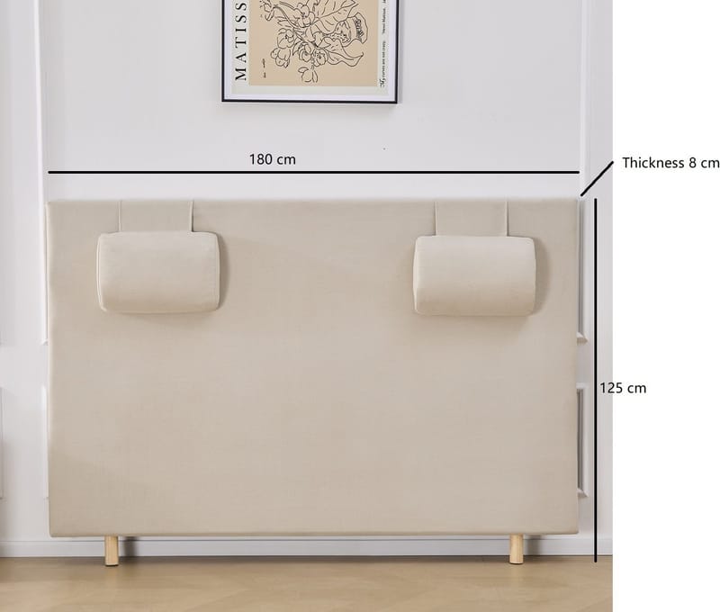 Sänggavel med nackkuddar 180 x 125 cm - Beige - Beige - Möbler - Säng - Sängtillbehör & sänggavel - Sänggavlar & huvudgavlar