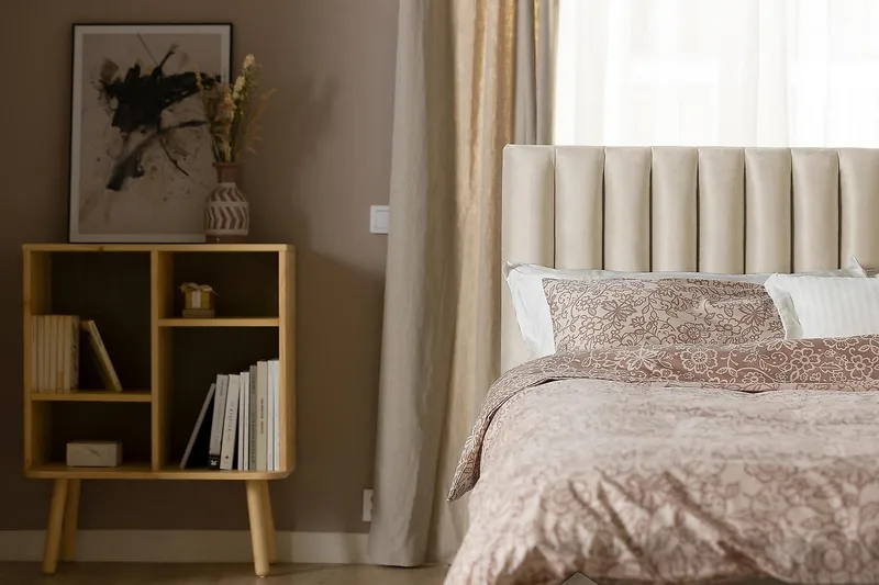 Rakel Sänggavel 140cm - Beige/Sammet - Möbler - Säng - Sängtillbehör & sänggavel - Sänggavlar & huvudgavlar