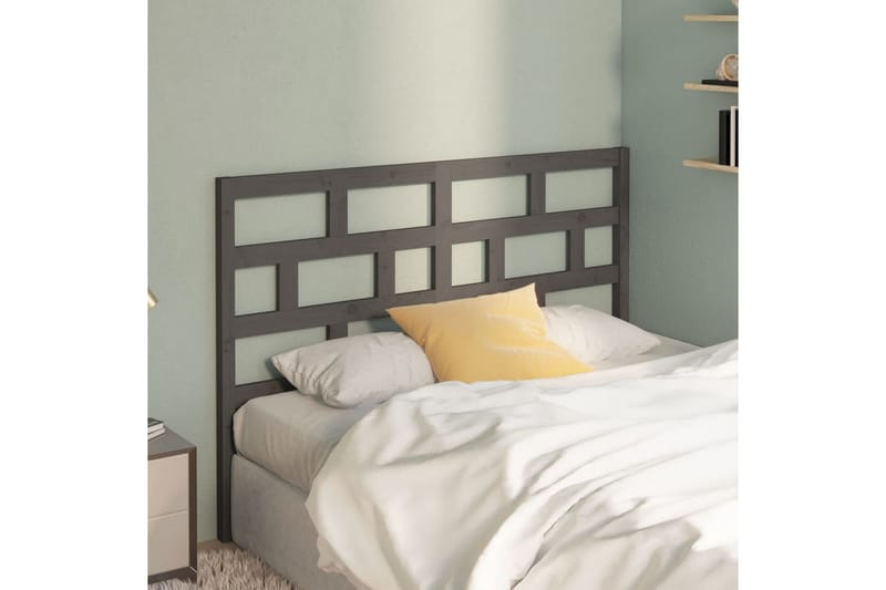 Sänggavel grå 126x4x100 cm massiv furu - Grå - Sänggavlar & huvudgavlar