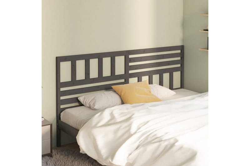Sänggavel grå 206x4x100 cm massiv furu - Grå - Sänggavlar & huvudgavlar