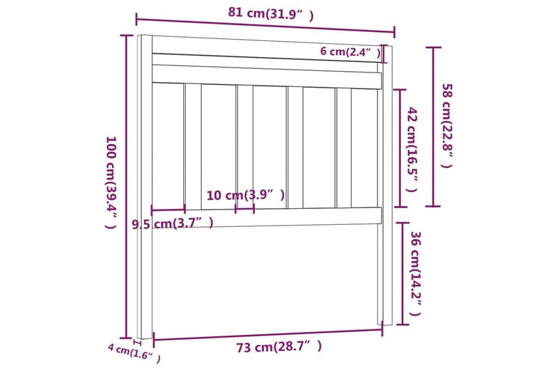 Sänggavel honungsbrun 81x4x100 cm massiv furu - Honung - Sänggavlar & huvudgavlar