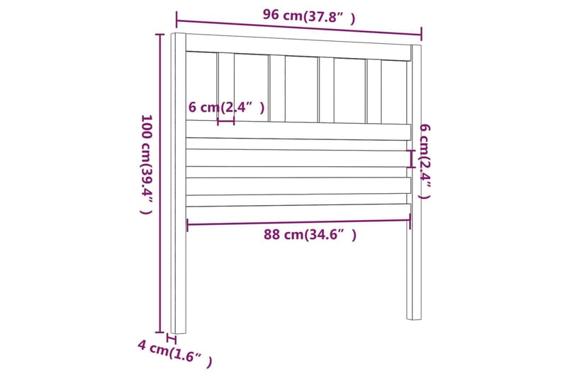 Sänggavel honungsbrun 96x4x100 cm massiv furu - Honung - Sänggavlar & huvudgavlar