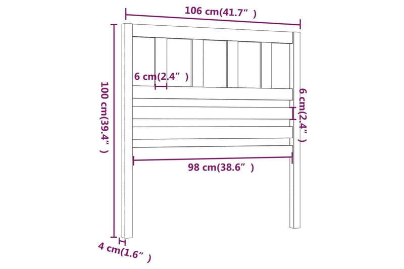 Sänggavel svart 106x4x100 cm massiv furu - Svart - Möbler - Säng - Sängtillbehör & sänggavel - Sänggavlar & huvudgavlar