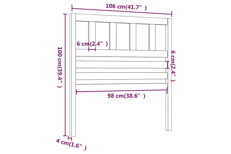 Sänggavel svart 106x4x100 cm massiv furu - Svart - Sänggavlar & huvudgavlar