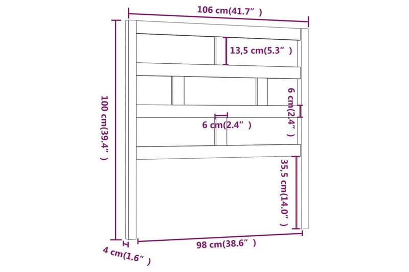 Sänggavel svart 106x4x100 cm massiv furu - Svart - Möbler - Säng - Sängtillbehör & sänggavel - Sänggavlar & huvudgavlar