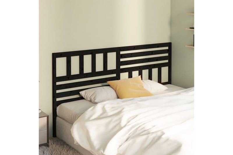 Sänggavel svart 206x4x100 cm massiv furu - Svart - Sänggavlar & huvudgavlar