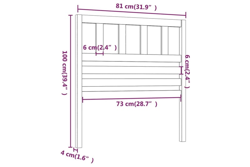Sänggavel svart 81x4x100 cm massiv furu - Svart - Möbler - Säng - Sängtillbehör & sänggavel - Sänggavlar & huvudgavlar