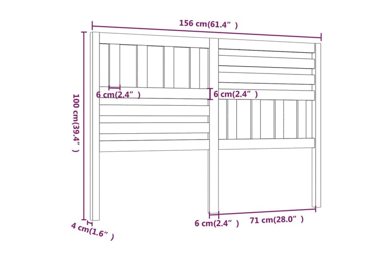 Sänggavel vit 156x4x100 cm massiv furu - Vit - Sänggavlar & huvudgavlar