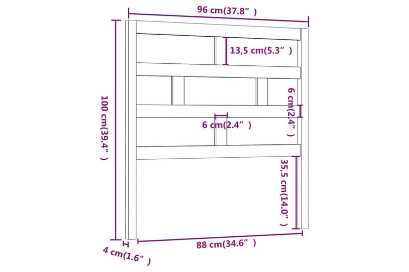 Sänggavel vit 96x4x100 cm massiv furu - Vit - Möbler - Säng - Sängtillbehör & sänggavel - Sänggavlar & huvudgavlar