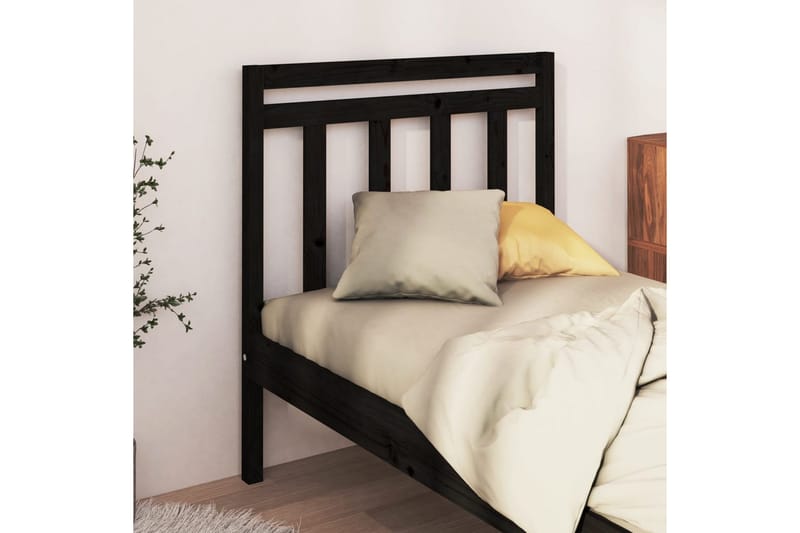 Sänggavel svart 81x4x100 cm massiv furu - Svart - Sänggavlar & huvudgavlar