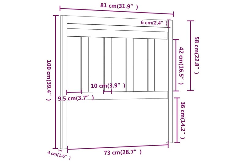 Sänggavel svart 81x4x100 cm massiv furu - Svart - Möbler - Säng - Sängtillbehör & sänggavel - Sänggavlar & huvudgavlar