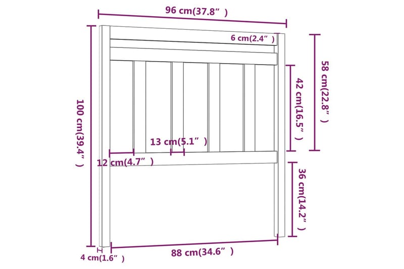 Sänggavel svart 96x4x100 cm massiv furu - Svart - Sänggavlar & huvudgavlar