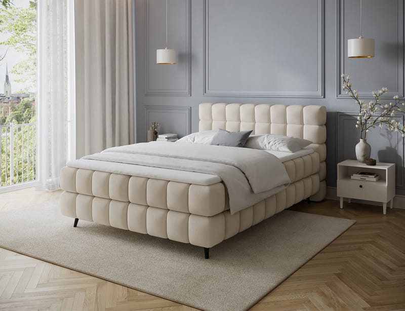 Sabeno Sängpaket Bubblig Kontinentalsäng med förvaring 140x200 cm - svart - Möbler - Säng - Kontinentalsäng